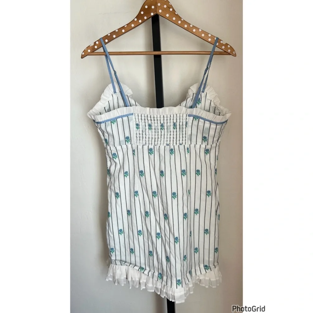 Anthropologie Maeve Sleeveless Jacquard Ruffle Hem Mini Dress NEW Medium - Picture 4 of 4